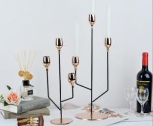 China Anti Rust Nordic One Tier Gold Metal Candle Holders wholesale