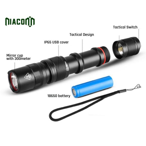 High Brightness Tactical Led Flashlight USB Rechargeable Cree Xml 10w Tactical Torch