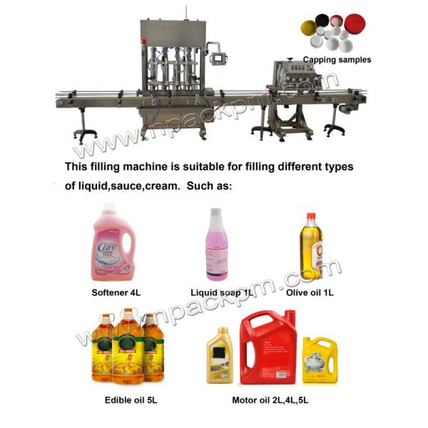 Automatic factory price 6 nozzles linear servo motor lube oil filling machine line