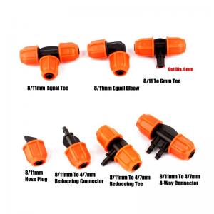 China 8 / 11 9 / 12mm Garden Hose Connectors Drip Irrigation System Pipe Connector wholesale