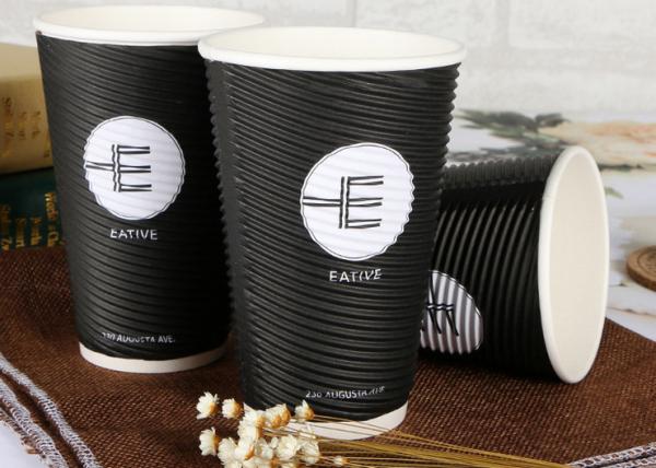 Quality Black Disposable Paper Drinking Cup For Cafe Shop / Office , Logo Custom for sale