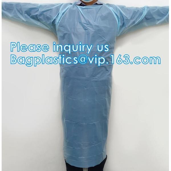 Disposable surgical cpe gown Disposable CPE gown with thumb hook isolation gown disposable pe/cpe surgical blue plastic