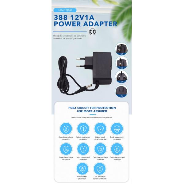 Black Led Power Adapter Ac Dc Us Eu Uk Au Plug Wall Mount 12v 1a
