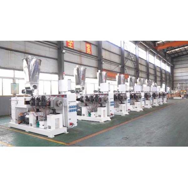 High capacity PVC WPC decking floor extrusion line with laminating film surface treatment with conic twin scerw extruders