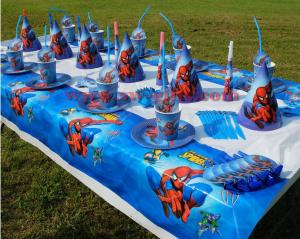 SPIDERMA THEME PAPER GLASSES CUPS SPIDERMAN DISHES KIDS BIRTHDAY PARTY DECORATION SPIDER MAN TABLE CLOTH