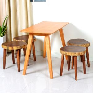 Knock Down Package 46cm Height Walnut Solid Wood Stool