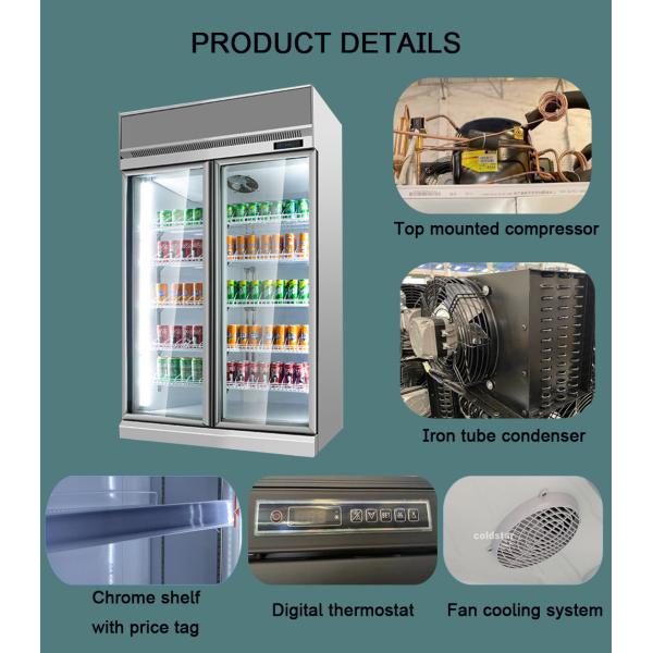 Refrigerator Promotional Double Door Fridge With Glass Door Commercial Beverage Freezer Display Fridge