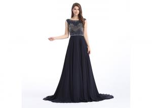 China Beaded Embroidered Formal Evening Dresses , Flower Embroidery Evening Dresses For Women on sale