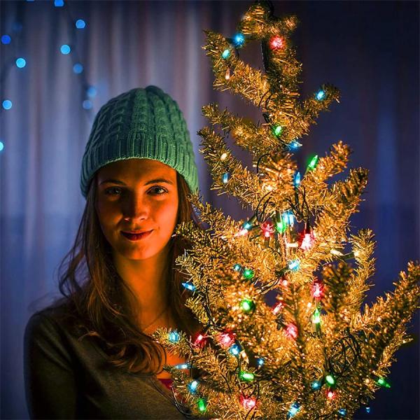 100 LEDs Multi Color Green Wire Christmas Lights Set Outdoor Indoor Colored Twinkle Xmas Tree Lights for Christmas Decorations