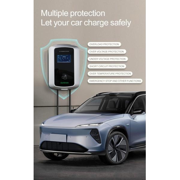 3 Phase LCD Screen Display Wall Mounted EV Charging Station 7kw EV Charging Point