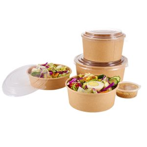 China Disposable Oilproof Kraft Paper Packaging Salad Bowls With Lid wholesale