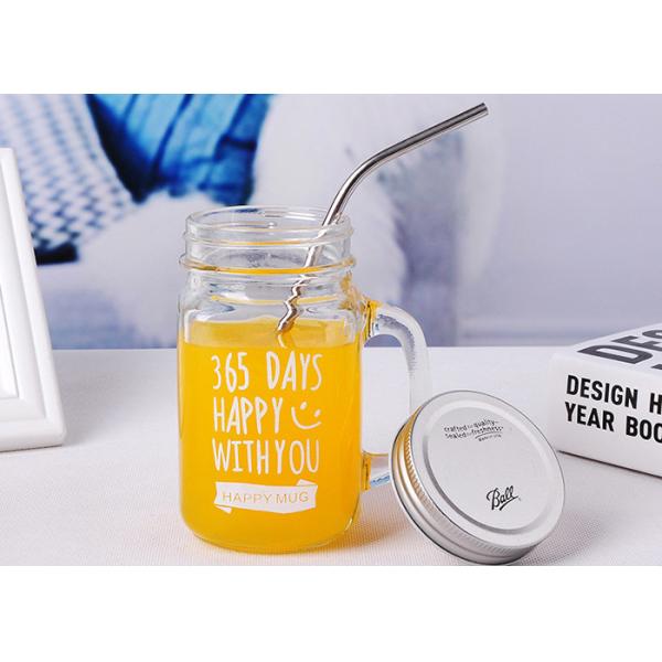 480ml Antique Glass Bottles With Straw Handle Transparent Cover