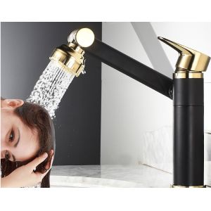 Swivel Rotate Black Mechanical Crane 360Degree Wash Basin Faucet
