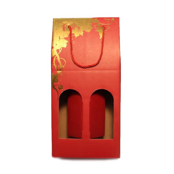 Corrugated Paper Wine Gift Box Packaging , Luxury Wine Packaging With Handle