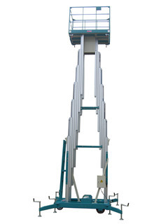 China 12M Platform Height Triple Mast Aluminum Aerial Work Platform with 300KG Loading Capacity wholesale