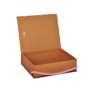 China Rigid Book Shape Cardboard Wig Box Wheat Color With Stretch Rubber String on sale