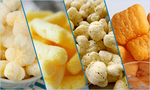 High Performance Snacks Food Product Line , Stainless Steel Puffed Food Machine
