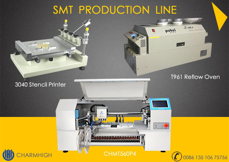 High Configuration SMT Line 60 Feeders 4 Heads CHMT560P4 SMT P&P Machine /