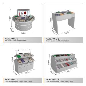 Retail Store Display Grey Wooden Sample Island For Space-Saving Store Rack And