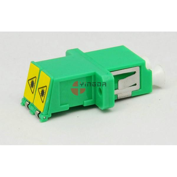 Green LC/APC Duplex SM Fiber Optic Adapter With Shutter , No Flange