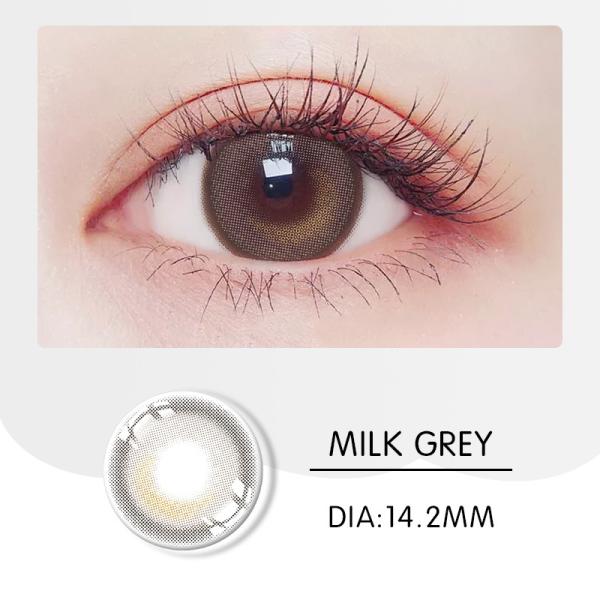 Natural Colored Pearl Gray Color Lens Dark Brown Eye Contacts 14.00mm
