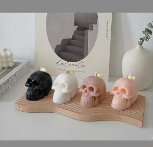 China In Stock Factory Direct Sales Christmas Halloween Pink Black Nude White Scented Skulled Shape Candles For Halloween Gift wholesale