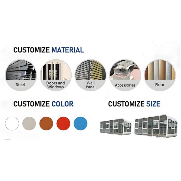 1-2 People Small Capsule House Customizable With Extended Balcony