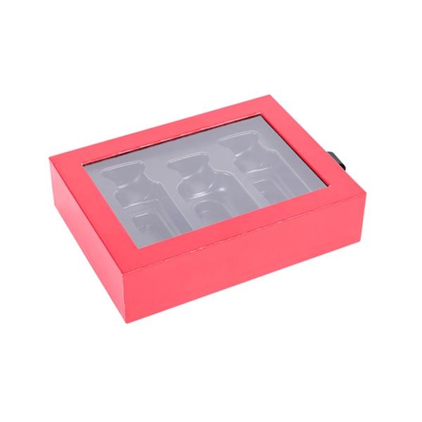 20*15*5cm Matt Lamination Slide Out Gift Box , Essential Oil Paper Box Red