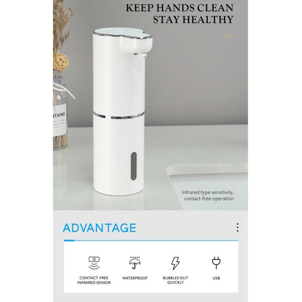 ABS White Automatic Soap Dispenser 300ML Adjustable Liquid Volume