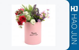 China Waterproof Pink Cardboard Flower Boxes Handmade Round Corrugated Boxes on sale