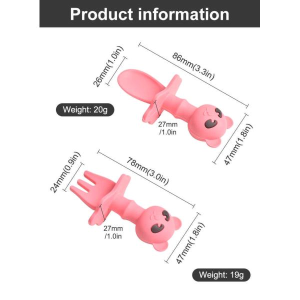 Bpa Free Baby Silicone Spoon And Fork Set Cartoon Panda Flexible Food Safety Standards 3