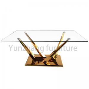 China Meridian Furniture Modern Glass Dining Table With Glass And Metal Base wholesale