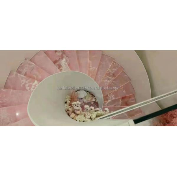 Natural Stone Backlit Pink Onyx Translucent Stone Slab for Modern Table and Batutub