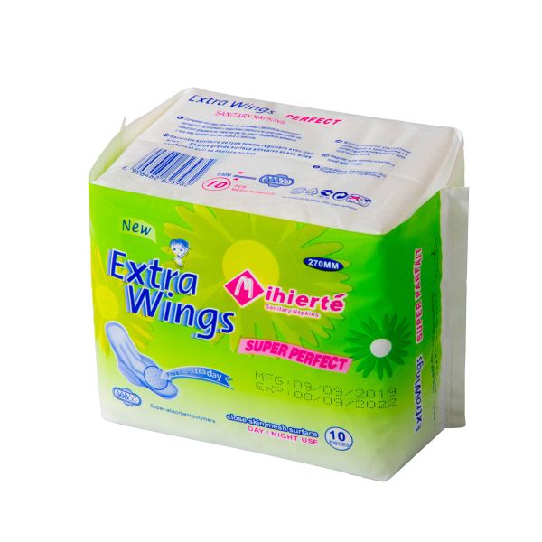 270mm Maxi/Super Absorbent Soft Organic Cotton Winged Shape Lady Sanitary Pads for Night Use ISO9001 Certified to Congo