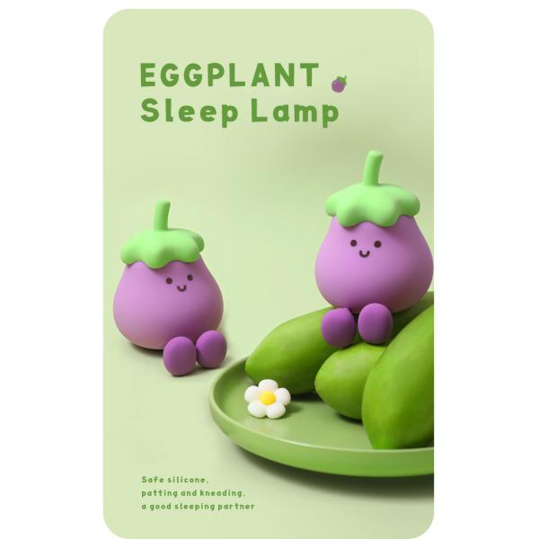 Vegetables Small Eggplant Silicone Lamps USB Rechargeable Bedroom Bedside Pat Night Lights For Gifts