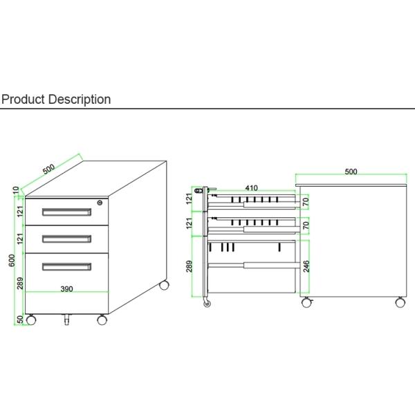 Disassemble Steel Power Coating Pedestal Filing Cabinets