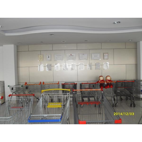 Smal Front Bumper Wire Shopping Trolley With Base Grid 60L / Grocery Shopping Carts