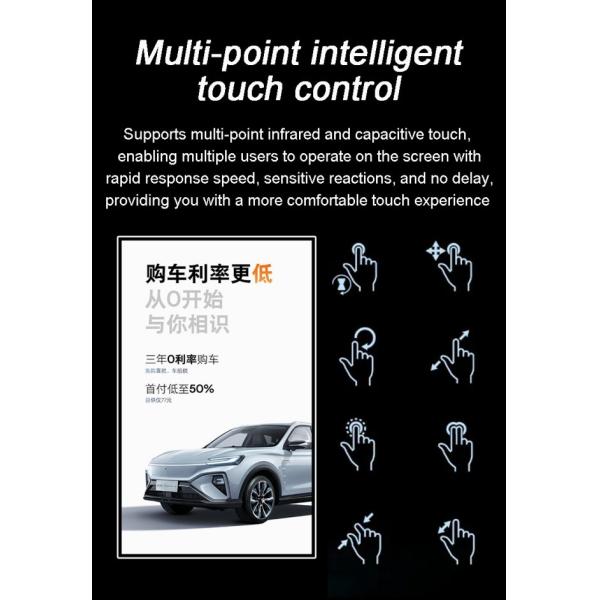 Full HD Advertising Screen with 4K Ultra HD Resolution Vertical LCD Panel Stand and 8 Array Mic