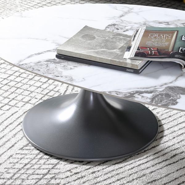12mm Thick Ellipse Rock Top Coffee Table Anti Collision For Living Room