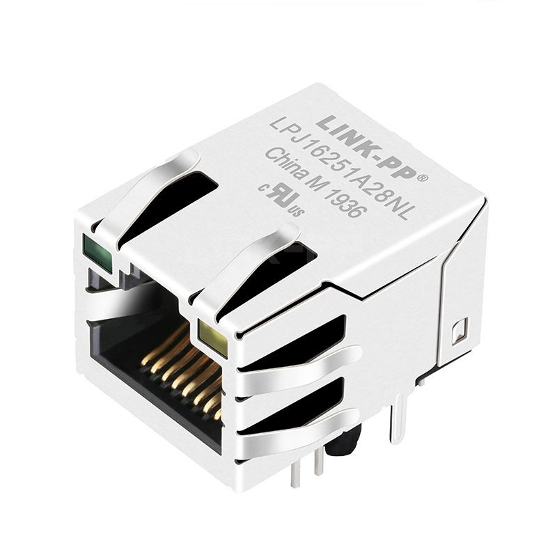 LPJ16251A28NL 10 Base-T Tab Up Single Port Cat5 RJ45 Connector With Green/Yellow