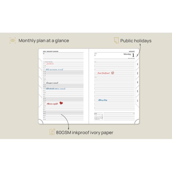 2024 Daily Academic Planner Vertical Layout And Notes Section for School Use