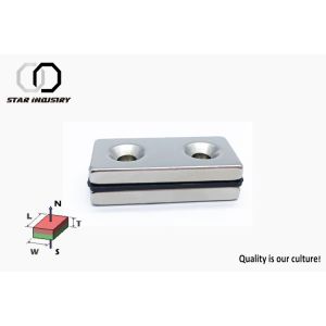 Strong Ndfeb Countersunk Magnets N35h Rectangular Magnets With Holes