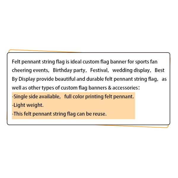 Single Side Printing Felt Pennant Banner Lightweight For Promotion