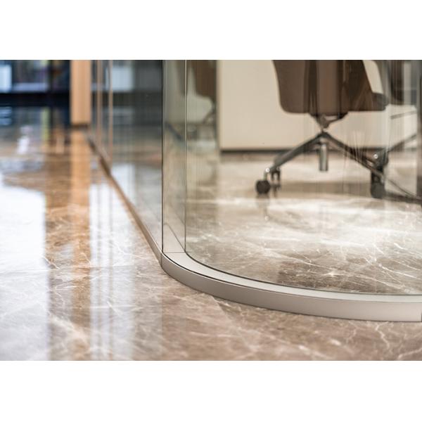 Curved Glass Single / Double Glass Aesthetic Partition Wall System For Meeting Room Frosted Glass Privacy With Logo