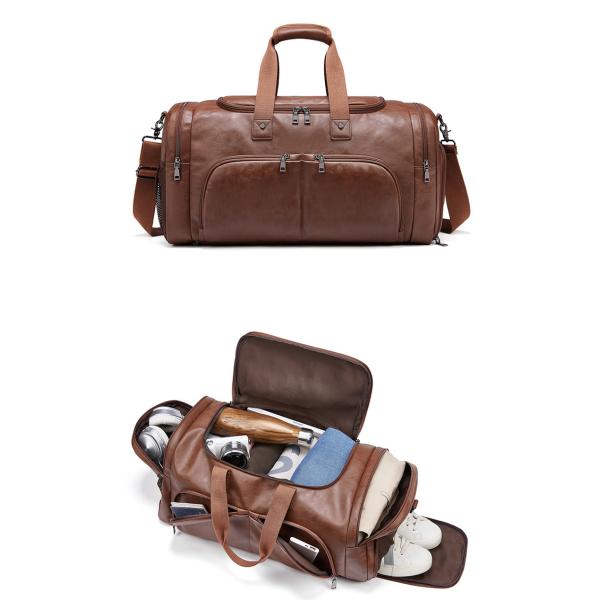 MingLu Custom Logo Large Leather Weekend Bag Mens Rainproof Durable