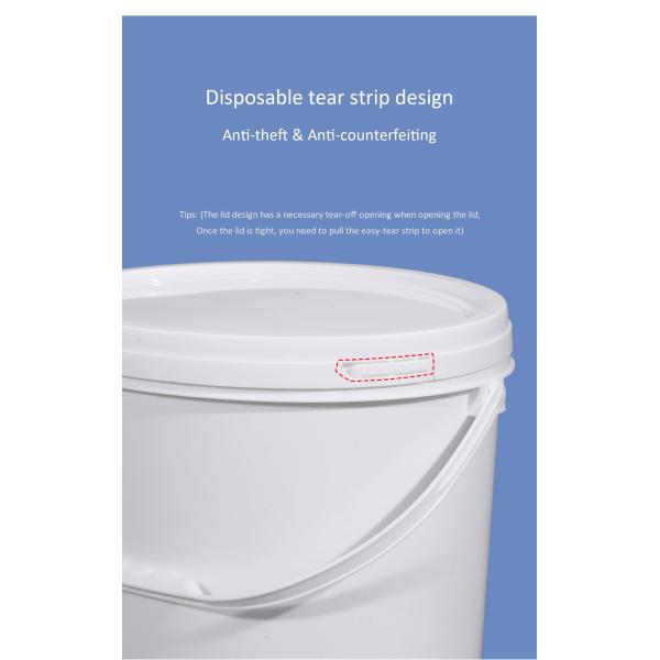 White Oval Paint Bucket with Handle and Lid For Print