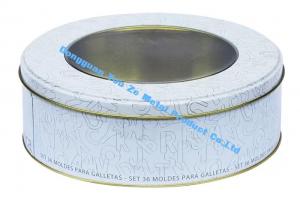 China Promotional Round Tin Boxes Wholesale Cookie Gift Tins Clear Window Tin Case wholesale