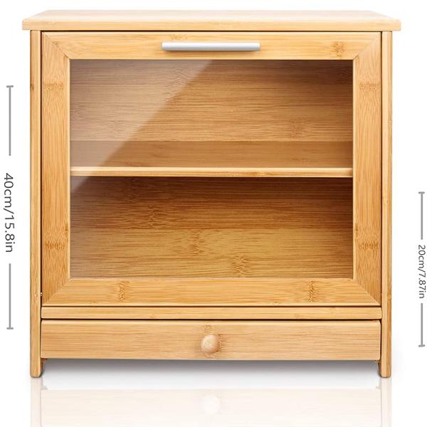 Direct 2 Tier Novel Design Sustainable Bamboo Bread Storage Box with Drawer