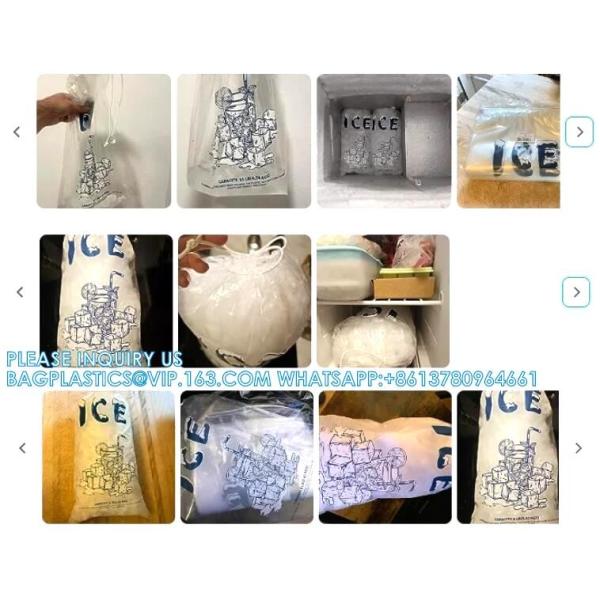 Custom Logo Printing Food Grade Strong Material 8 Lb 10 Lb 20lb Plastic Twist Ties Handle Wicket Ice Cube Bags Set