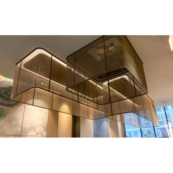 Architectural Woven Fabric Powder Vinyl Coated Three-dimensional Color Decorative Metal Mesh for Ceiling